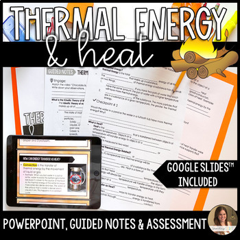 Preview of Thermal Energy and Heat Transfer Lesson Guided Notes and Assessment - Editable