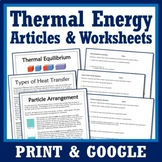 Thermal Energy Heat Reading and Worksheets PRINT and GOOGL