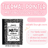 Thermal Printer Teacher Template, Math Notebook 4x6 Sticke