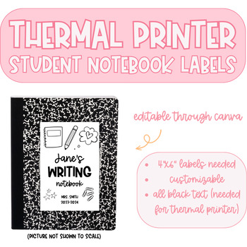 Preview of Thermal Printer Template- Writer's Notebook Editable 4x6, Editable through Canva