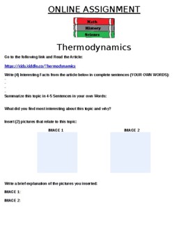 Preview of Thermodynamics Online Assignment