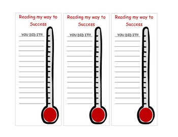 Preview of Thermometer Bookmark for Student Reading Goal