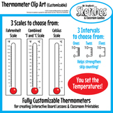 Thermometer Clip Art with Customizable Temperatures in Cel