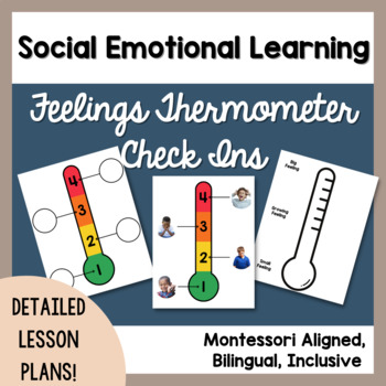 Preview of Thermometer Feelings/Zones  Check In Bilingual Social Emotional Learning