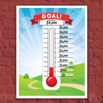 Preview of Thermometer Goal Poster for Fundraising, Class Goals, or School-Wide Goals!