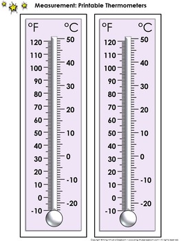 Preview of Thermometer Measurement Tools: Printable Thermometer Celsius and Farenheit