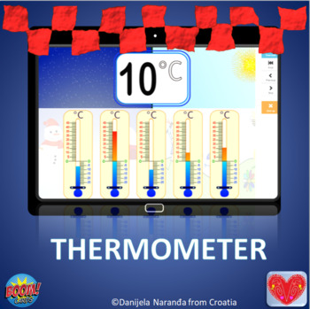 Preview of Thermometer Measuring Temperature Winter Summer Boom Card