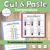 Thermometer Reading Temperature Mixed Numbers Cut and Paste