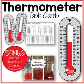 Preview of Thermometer Task Cards with BONUS Science Experiment