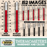 Thermometers Clip Art: Fahrenheit and Celsius - Temperatur