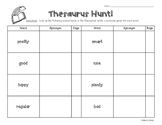 Thesaurus Hunt! Reference Tools Worksheet