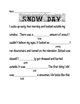 Preview of Thesaurus MadLibs Winter Version