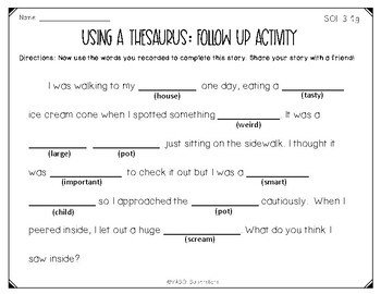 Thesaurus Practice — Matching and Finding Synonyms (Years 3-4)