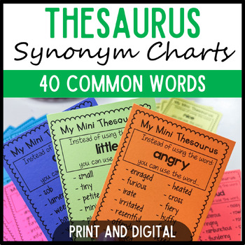 Preview of Thesaurus Synonym Vocabulary Anchor Charts for Descriptive Sentence Writing