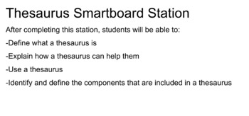 Preview of Thesaurus vs Dictionary - Smartboard Station