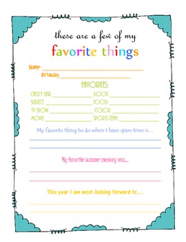 These Are a Few of my Favorite Things by Adventures of a 4th Grade ...