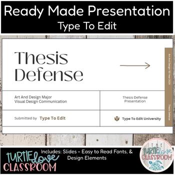 Preview of Thesis Defense University - Beige Theme Ready Made Presentation - Ready To Edit!