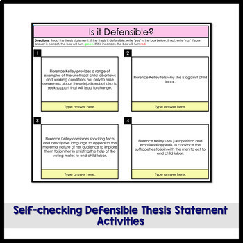 identifying thesis statement activities