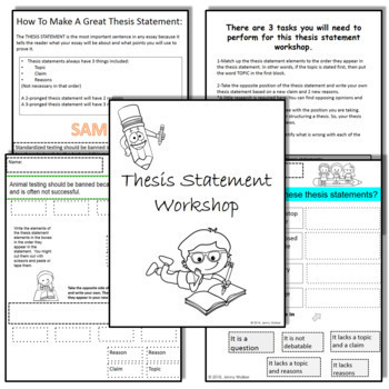 thesis statement worksheets 6th grade