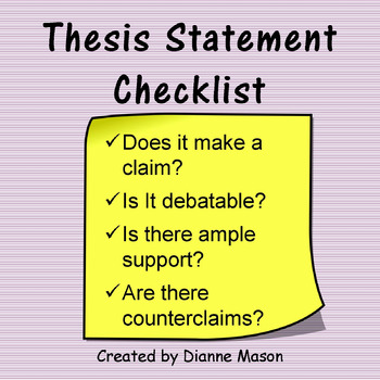 Preview of Thesis Statement Checklist