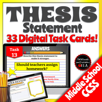 Preview of Thesis Statement Digital Task Cards Google Classroom