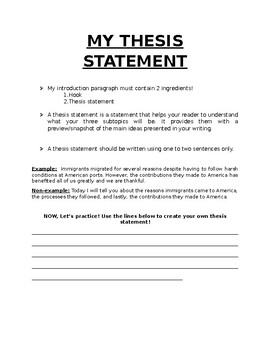 Thesis Statement Handout / Organizer by 