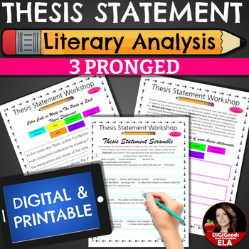 Preview of Thesis Statement Literary Analysis Distance Learning