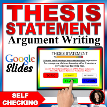 Preview of Thesis Statement PRACTICE For Argumentative Essay Writing w Lessons & Activities