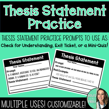 Preview of Thesis Statement Independent Practice - Writing Prompts - Quiz - ELA Exit Ticket
