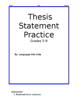 Preview of Thesis Statement Practice Worksheet