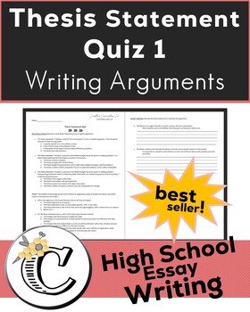 Preview of Thesis Statement Quiz 1 | formative ELA assessment argumentative essay writing