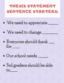 Thesis Statement Sentence Starters fro Struggling Learners