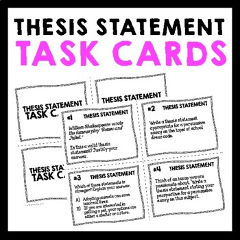 Thesis Statement Task Cards - Black & White Ink-Saver ...