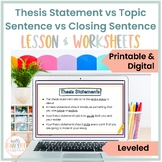 Thesis Statement Vs Topic Sentence Vs Closing Sentence Les