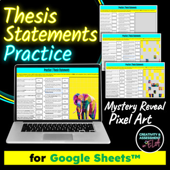 Preview of Thesis Statements ELA Mystery Reveal Picture Pixel Art Practice Puzzle