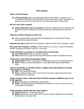 Preview of Thesis Statements Overview