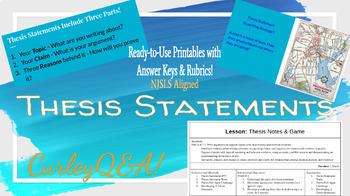 Preview of Thesis Statements - Thesis Game Challenge & Step By Step Writing