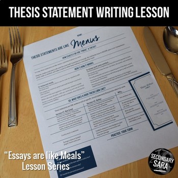 Preview of Thesis Statements are like Menus (DISTANCE LEARNING): Lesson for ANY Essay!