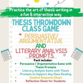 Preview of Thesis Throwdown Class Game: Middle & High School Thesis Writing Practice