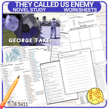 Preview of They Called Us Enemy Novel Worksheets Crossword-Word Scramble-Word Search Quiz
