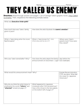 LIVING WITH THE ENEMY Lesson preparation worksheet