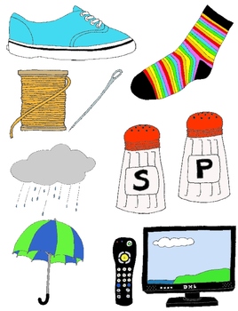 Preview of They Go Together Clip Art:  20 Matching Pairs in Color and Line Art