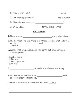 They're, Their and There Worksheet by Adrienne Edwards | TPT