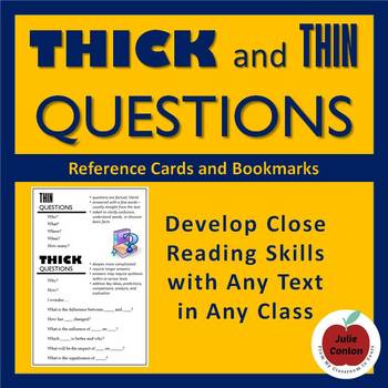 Preview of Thick and Thin Questions - Assess Understanding of Any Text