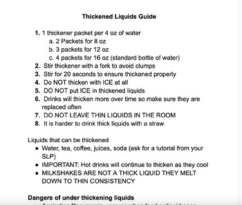 Preview of Thickened Liquids Guide