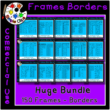 Preview of Thin Line Borders & Frames Huge Bundle 150 pieces  Commercial Use {Simple Clips}