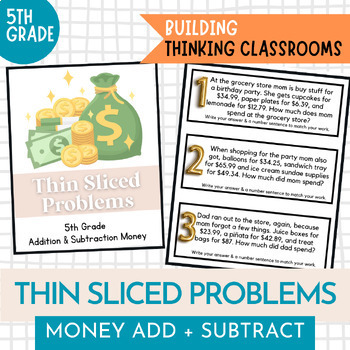 Preview of Thin Sliced Money Word Problems Addition & Subtraction