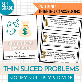 Preview of Thin Sliced Money Word Problems Multiplication & Division