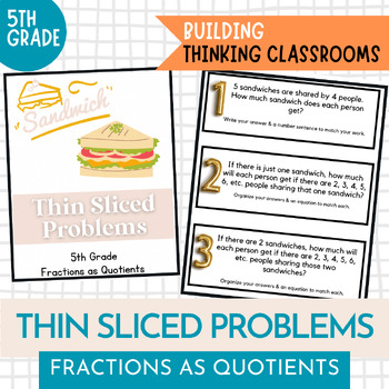 Preview of Thin Sliced Problems 5th Fractions as a Quotient