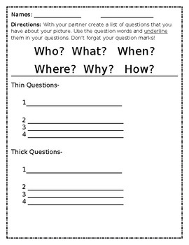 Thin and Thick Questions by Mrs Marshall's Manual | TPT